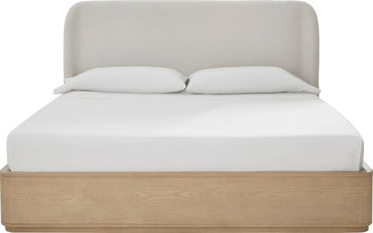 Modus Furniture - Penny California King-size Linen Upholstered Platform Bed in Buff Cream Oak - QXULH6 view 2