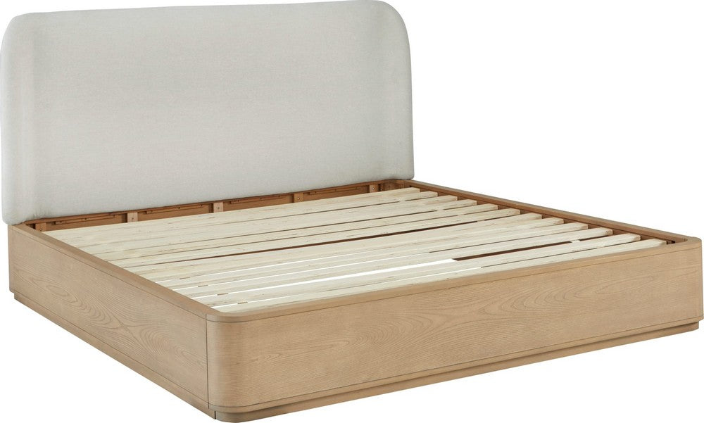 Modus Furniture - Penny California King-size Linen Upholstered Platform Bed in Buff Cream Oak - QXULH6 view 4
