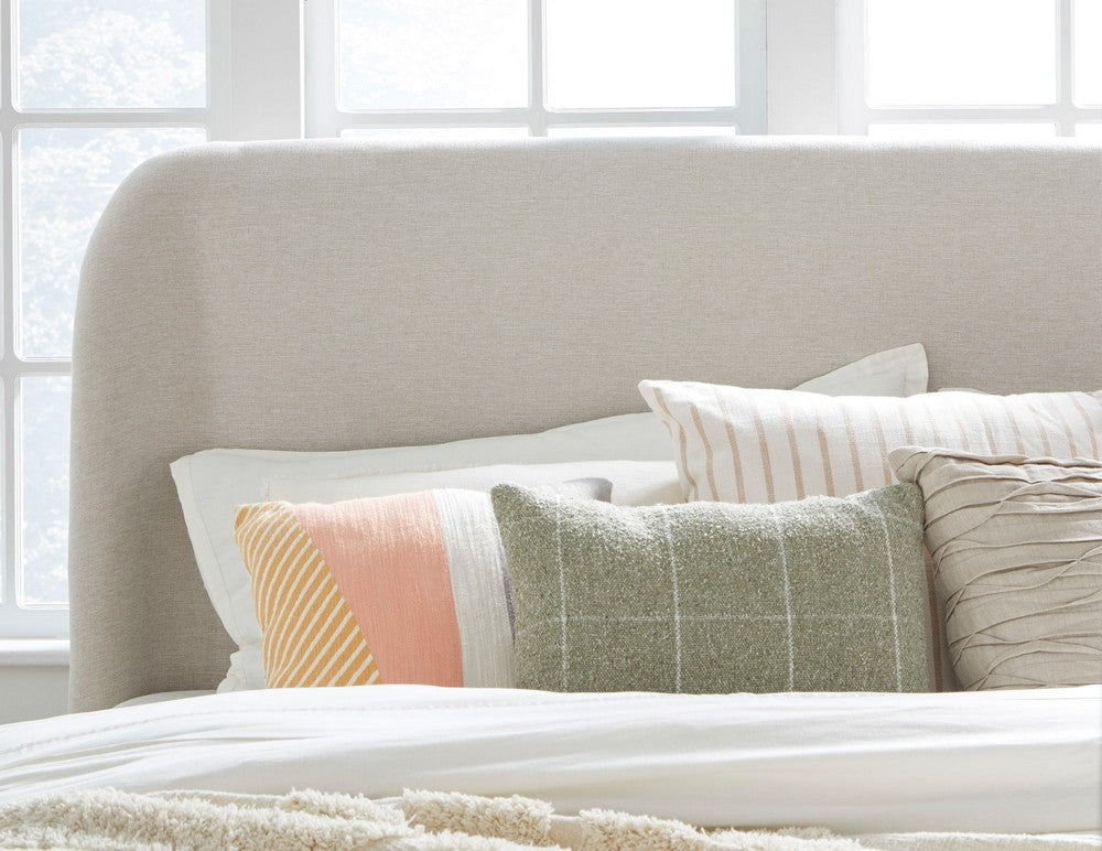 Modus Furniture - Penny California King-size Linen Upholstered Platform Bed in Buff Cream Oak - QXULH6 view 5