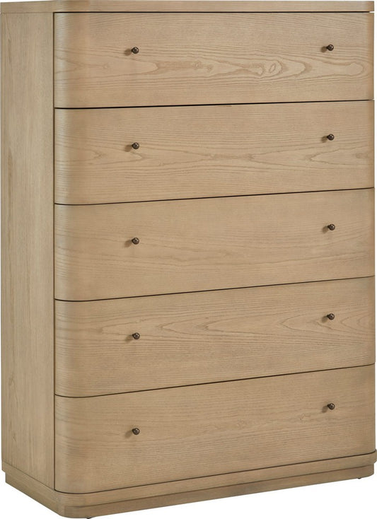 Modus Furniture - Penny Five Drawer White Ash Chest in Buff Cream  - QXUL84 view 1