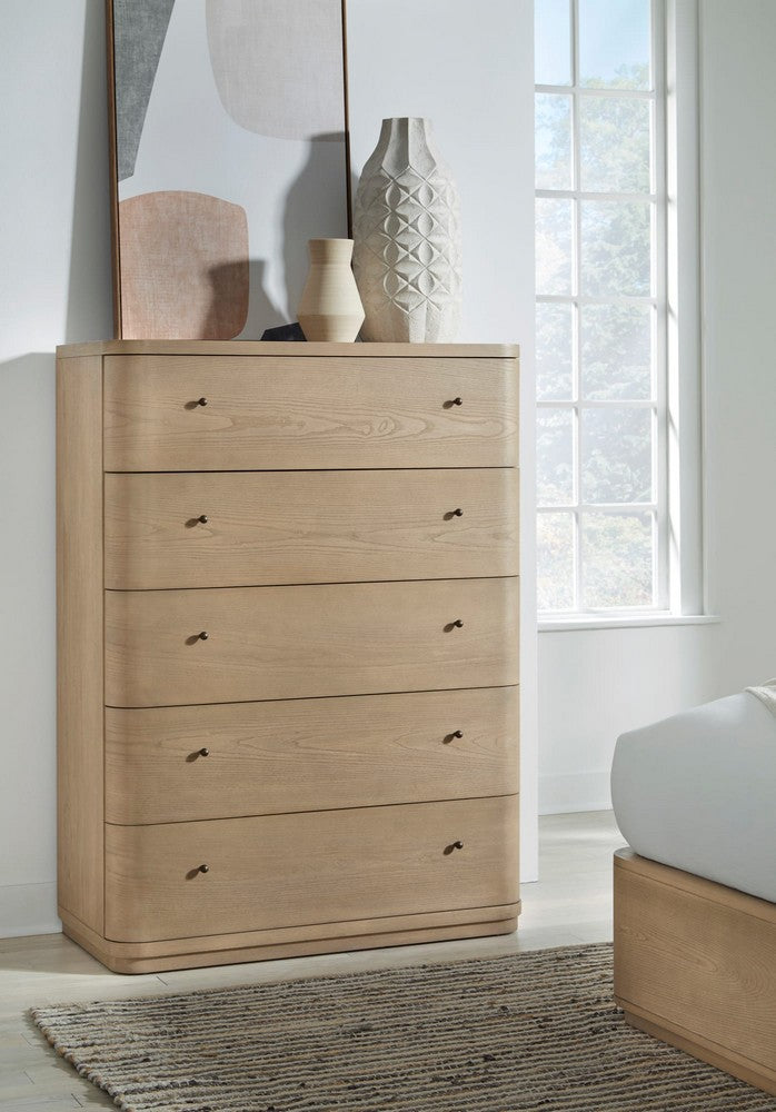 Modus Furniture - Penny Five Drawer White Ash Chest in Buff Cream  - QXUL84 view 4