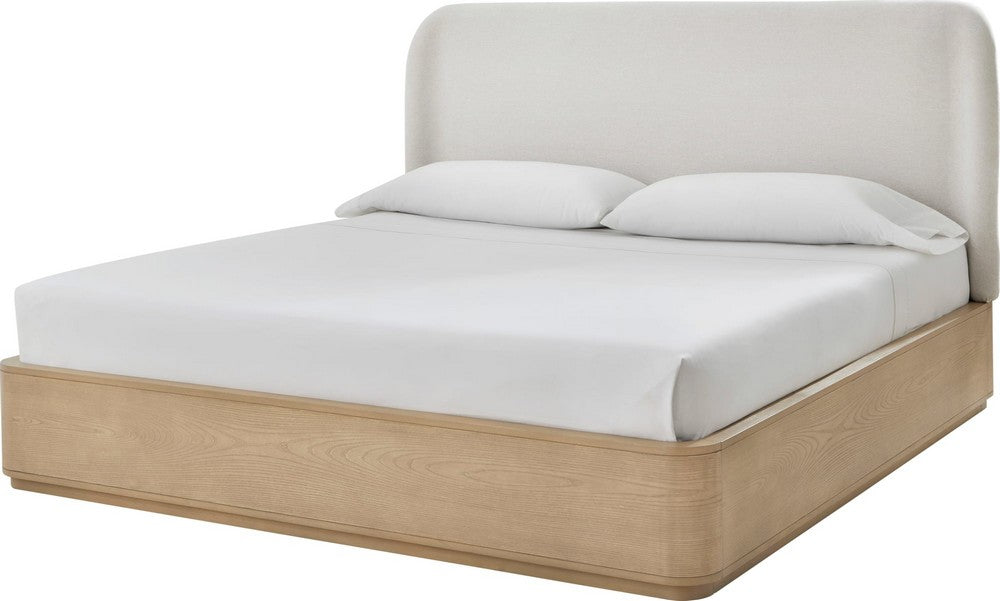 Modus Furniture - Penny Full-size Linen Upholstered Platform Bed in Buff Cream Oak - QXULH4 view 1