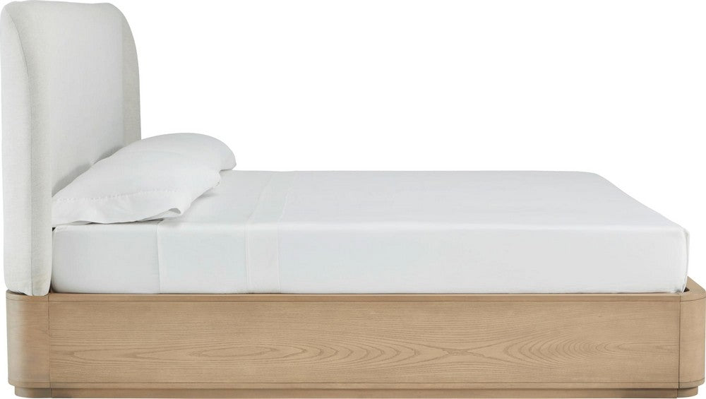 Modus Furniture - Penny Full-size Linen Upholstered Platform Bed in Buff Cream Oak - QXULH4 view 3