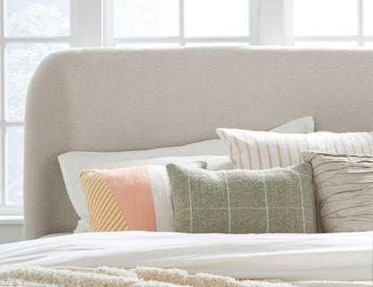 Modus Furniture - Penny Full-size Linen Upholstered Platform Bed in Buff Cream Oak - QXULH4 view 5