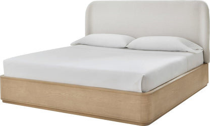 Modus Furniture - Penny King-size Linen Upholstered Platform Bed in Buff Cream Oak - QXULH7 view 1