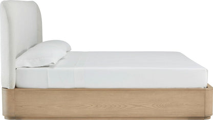 Modus Furniture - Penny Queen-size Linen Upholstered Platform Bed in Buff Cream Oak - QXULH5 view 3