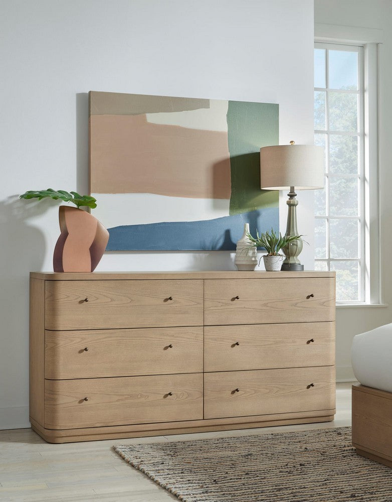Modus Furniture - Penny Six Drawer White Ash Dresser in Buff Cream  - QXUL82 view 3