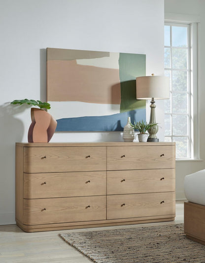 Modus Furniture - Penny Six Drawer White Ash Dresser in Buff Cream  - QXUL82 view 3