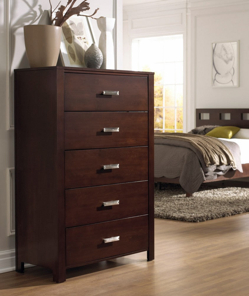 Modus Furniture - Riva Five Drawer Chest in Chocolate Brown (2024) - RV2684A view 4