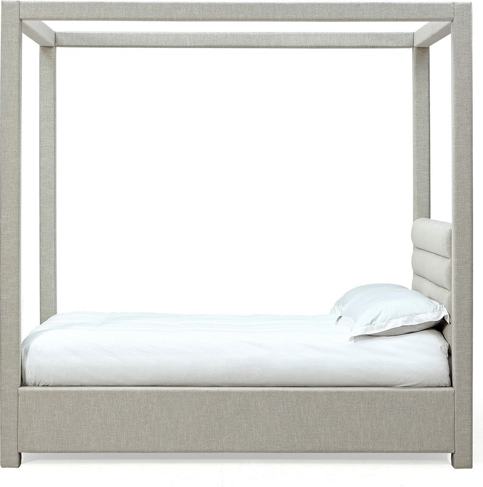 Modus Furniture - Rockford King-size Upholstered Canopy Bed in Turtle Dove Linen - MQNCH7 view 3