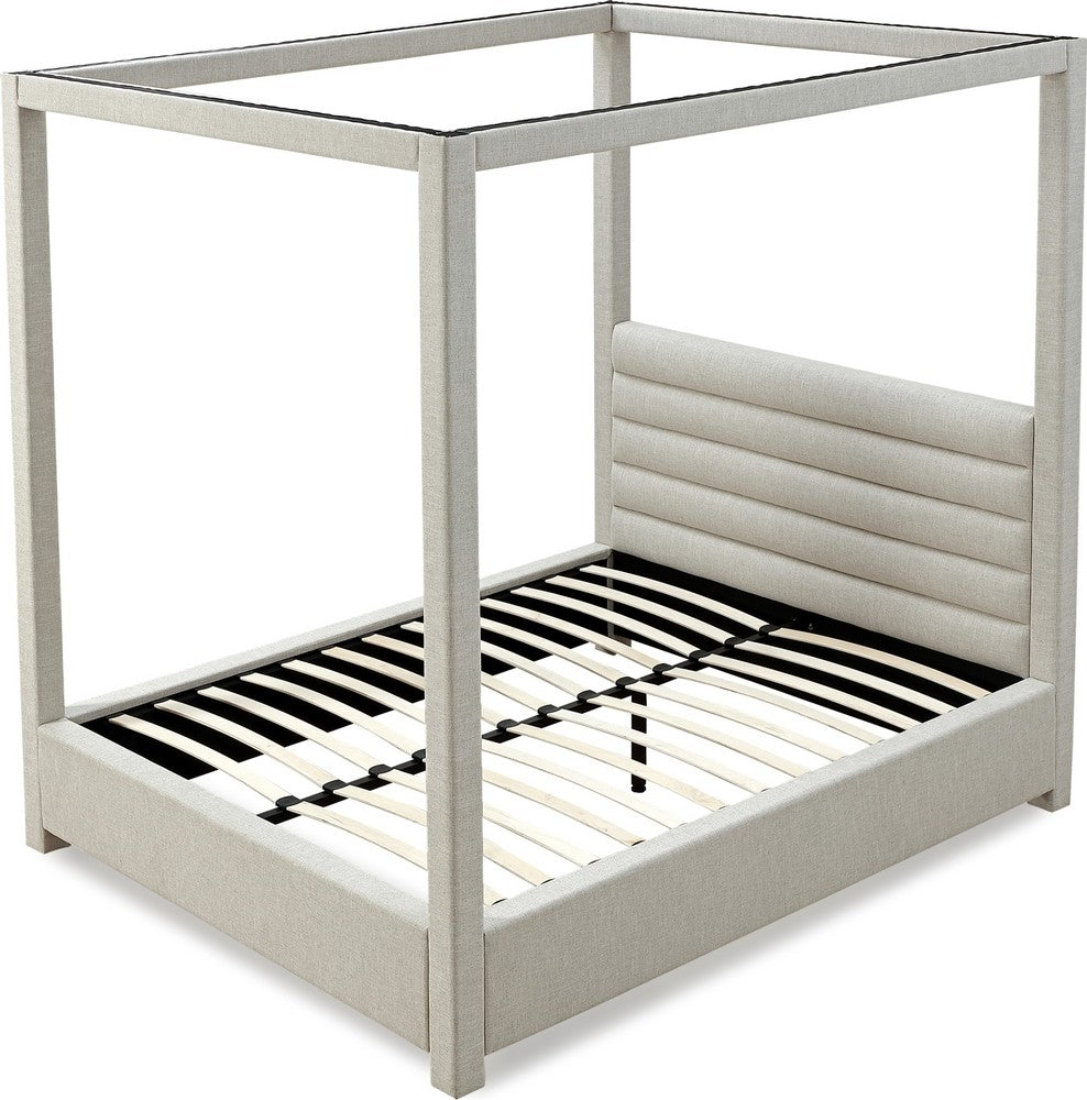 Modus Furniture - Rockford King-size Upholstered Canopy Bed in Turtle Dove Linen - MQNCH7 view 4