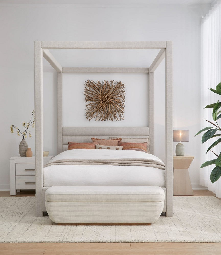 Modus Furniture - Rockford King-size Upholstered Canopy Bed in Turtle Dove Linen - MQNCH7 view 7
