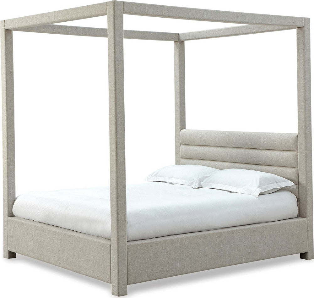 Modus Furniture - Rockford Queen-size Upholstered Canopy Bed in Turtle Dove Linen (2026) - MQNCS5 view 1