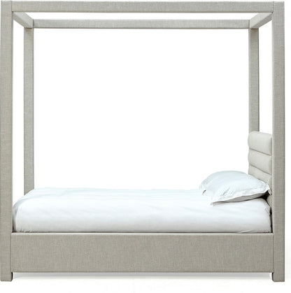 Modus Furniture - Rockford Queen-size Upholstered Canopy Bed in Turtle Dove Linen (2026) - MQNCS5 view 3