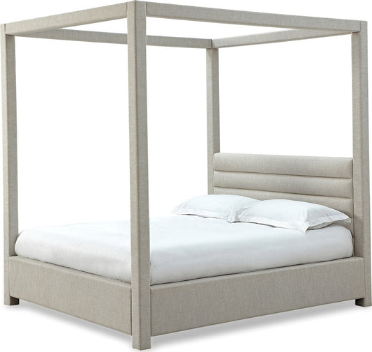 Modus Furniture - Rockford Queen-size Upholstered Canopy Bed in Turtle Dove Linen - MQNCH5 view 1
