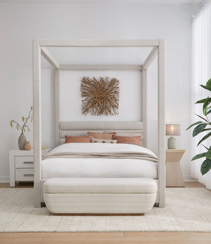 Modus Furniture - Rockford Queen-size Upholstered Canopy Bed in Turtle Dove Linen - MQNCH5 view 7