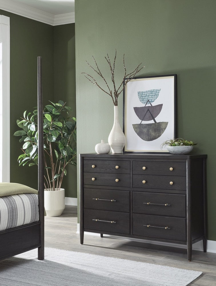 Modus Furniture - Rockport Eight Drawer Oak Wood Dresser in Yin - QBTS82T view 3