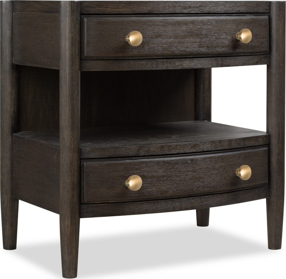 Modus Furniture - Rockport Two Drawer One Shelf Oak Wood Nightstand in Yin - QBTS81B view 1