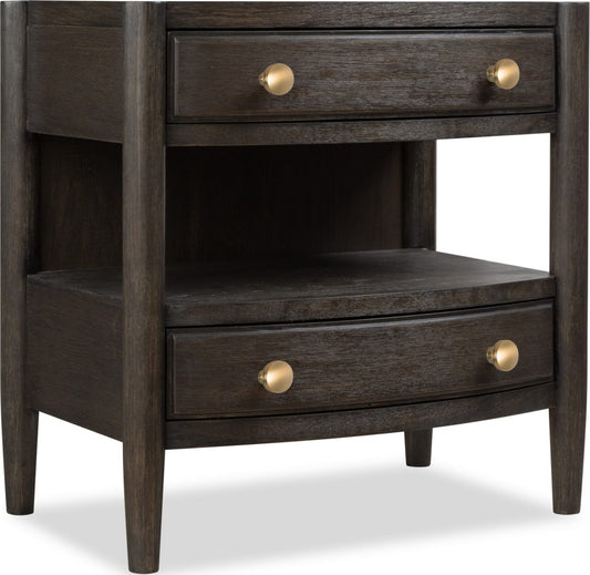 Modus Furniture - Rockport Two Drawer One Shelf Oak Wood Nightstand in Yin - QBTS81B view 1