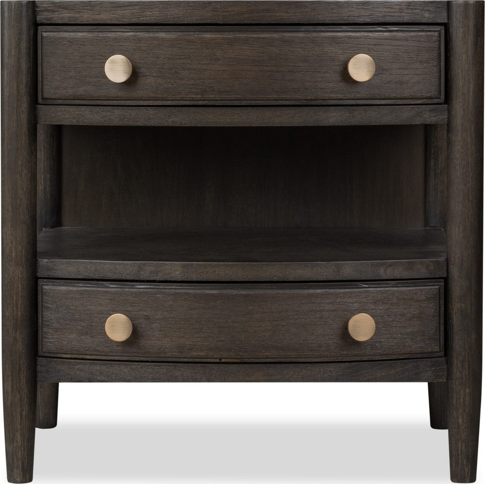 Modus Furniture - Rockport Two Drawer One Shelf Oak Wood Nightstand in Yin - QBTS81B view 2