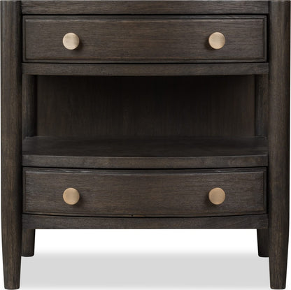 Modus Furniture - Rockport Two Drawer One Shelf Oak Wood Nightstand in Yin - QBTS81B view 2