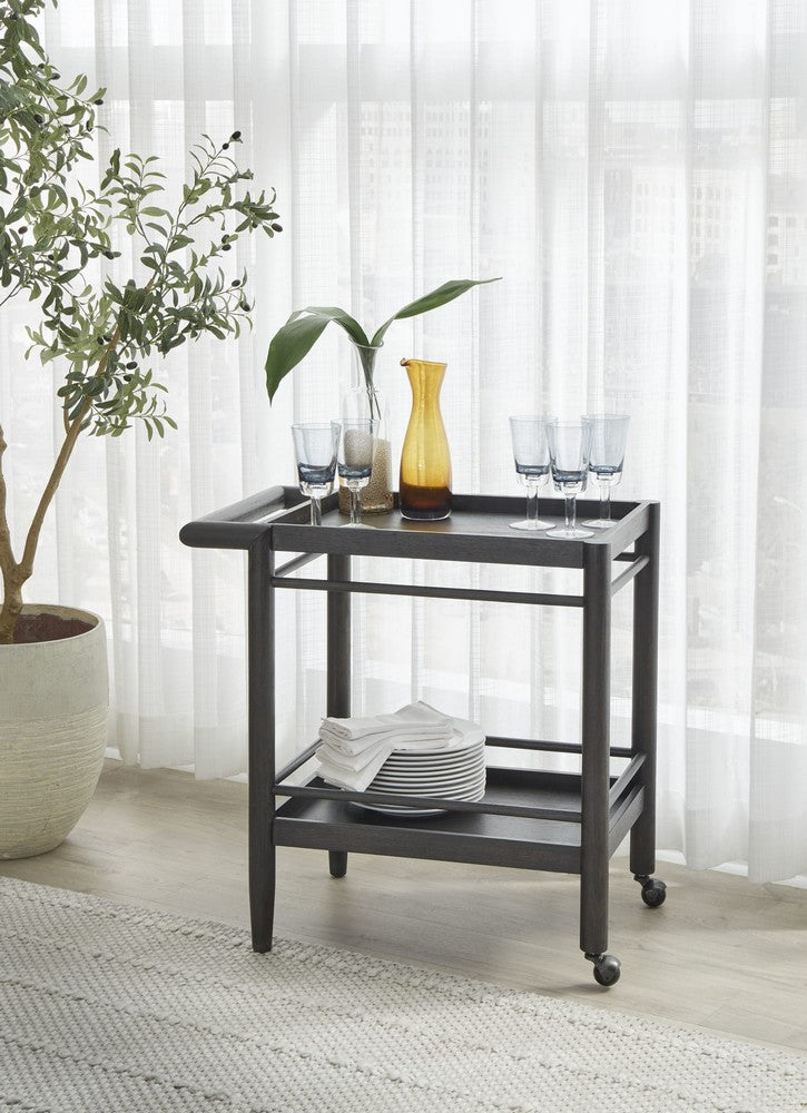 Modus Furniture - Rockport Two Shelf Rolling Bar Cart in Yin - QBTS80 view 5