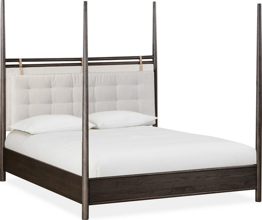 Modus Furniture - Rockport Upholstered Full-size Poster Bed in Yin and Turtle Dove Linen - QBTSJ4 view 1
