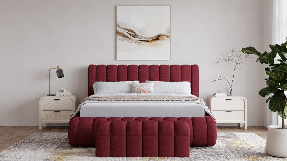 Modus Furniture - Savage Queen-size Maximalist Upholstered Bed in Ruby Chenille - SRWLH5 view 7