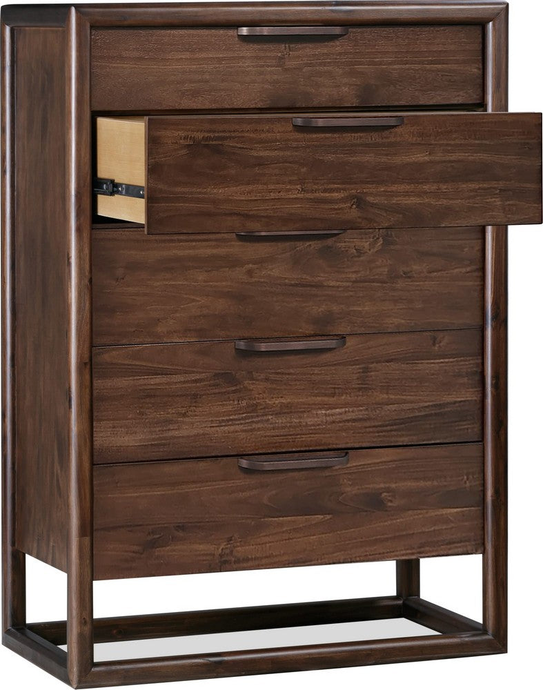 Modus Furniture - Sol Five Drawer Acacia Wood Chest in Brown Spice - NXLJ84 view 3