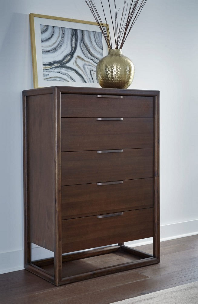 Modus Furniture - Sol Five Drawer Acacia Wood Chest in Brown Spice - NXLJ84 view 5