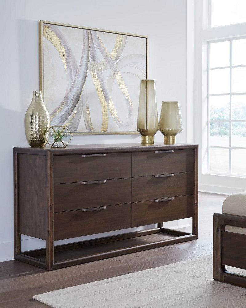 Modus Furniture - Sol Six Drawer Acacia Wood Dresser in Brown Spice - NXLJ82 view 5