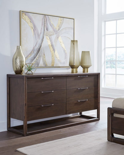 Modus Furniture - Sol Six Drawer Acacia Wood Dresser in Brown Spice - NXLJ82 view 5