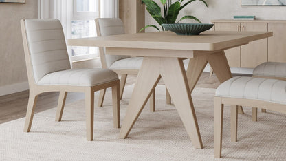 Modus Furniture - Sumire Solid Wood Dining Chair in Ginger and Natural Linen - QETW65_1 view 4