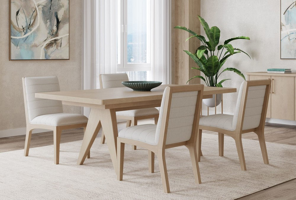Modus Furniture - Sumire Solid Wood Dining Chair in Ginger and Natural Linen - QETW65_1 view 5