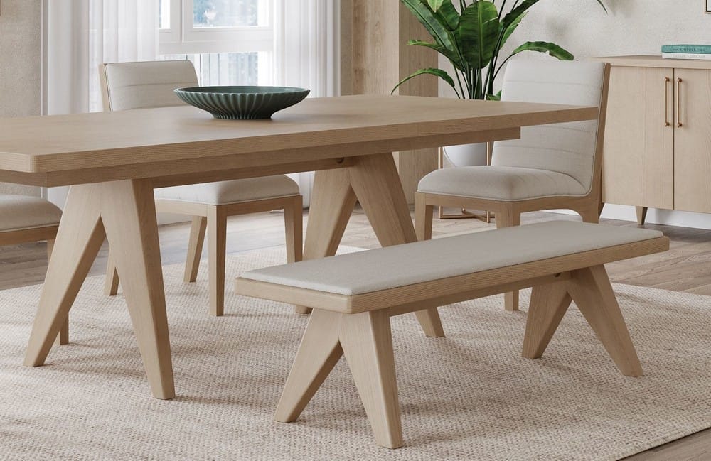 Modus Furniture - Sumire Upholstered Bench in Ginger and Natural Linen - QETW80 view 5