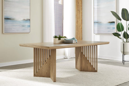 Modus Furniture - Sumner Double Pedestal Oak Dining Table in Natural - NDMT60 view 5