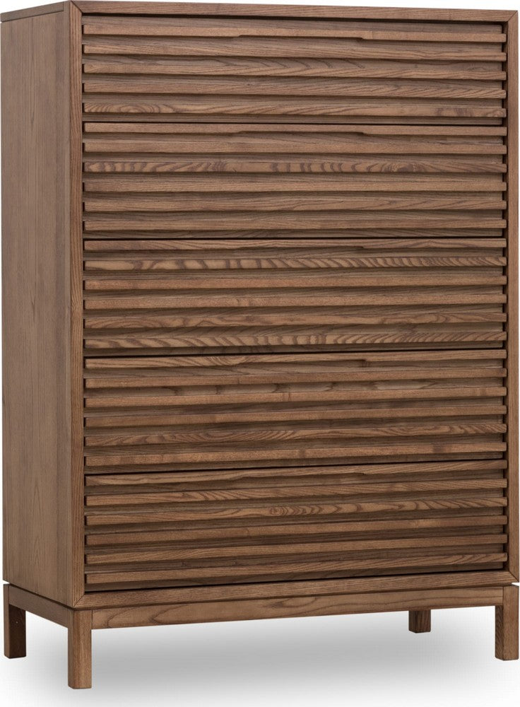 Modus Furniture - Tanner Five Drawer Ash Wood Chest in Roux - QPUA84 view 1