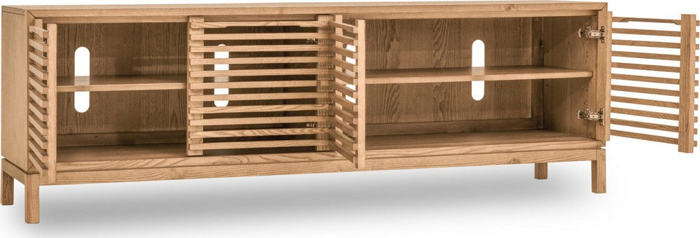 Modus Furniture - Tanner Four Door Solid Ash Media Console in Flaxen - QPUD26 view 3