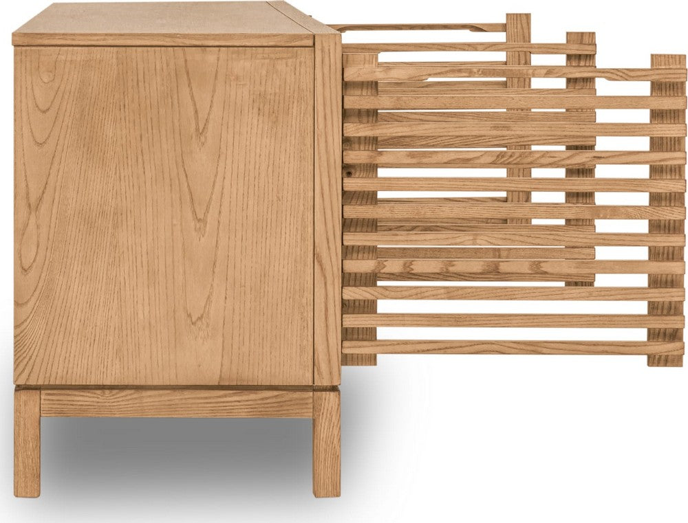 Modus Furniture - Tanner Four Door Solid Ash Media Console in Flaxen - QPUD26 view 4
