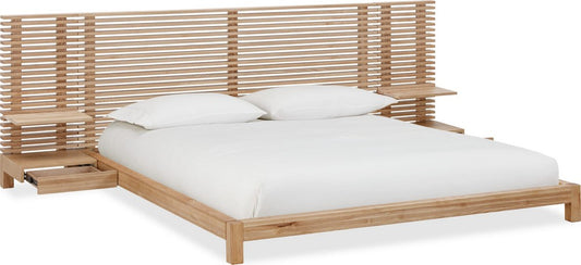 Modus Furniture - Tanner Queen-size Solid Ash Wall Bed with Integrated Nightstands in Flaxen - QPUDJ5 view 1