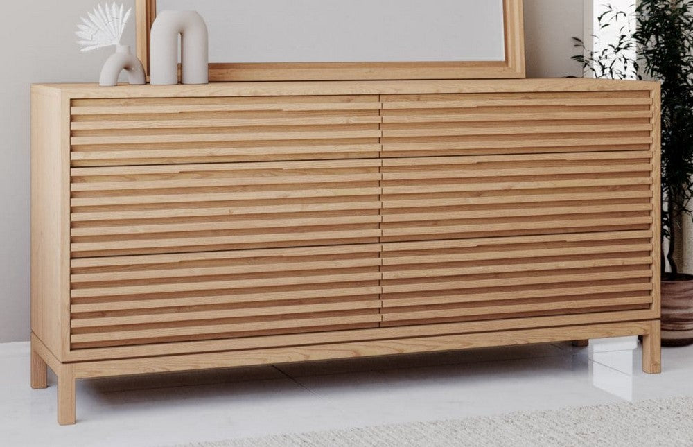 Modus Furniture - Tanner Six Drawer Ash Wood Dresser in Flaxen - QPUD82 view 3