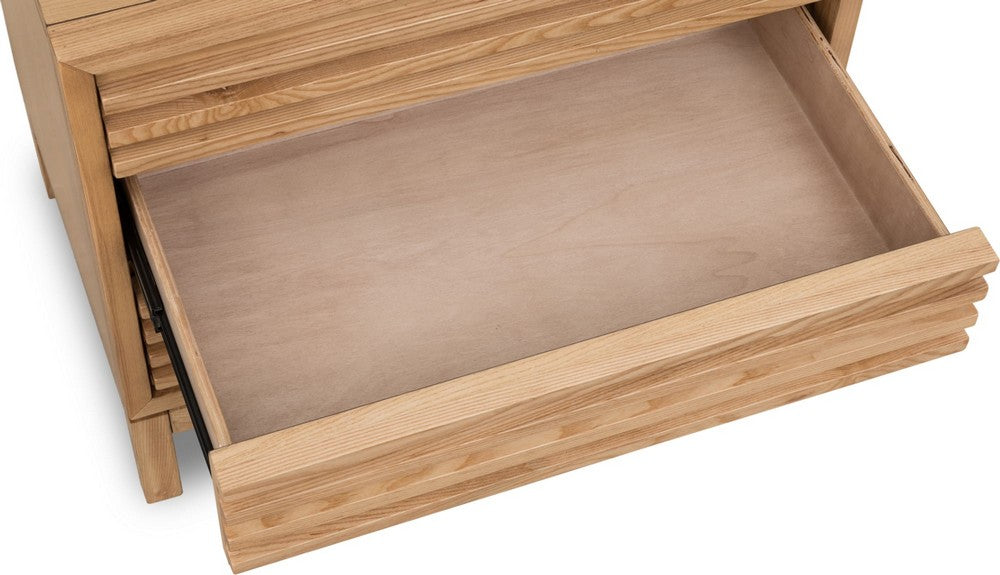 Modus Furniture - Tanner Three Drawer Ash Wood Nightstand in Flaxen - QPUD81B view 4