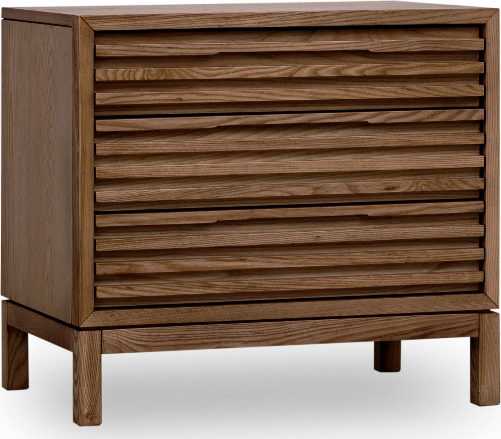Modus Furniture - Tanner Three Drawer Ash Wood Nightstand in Roux - QPUA81B view 1