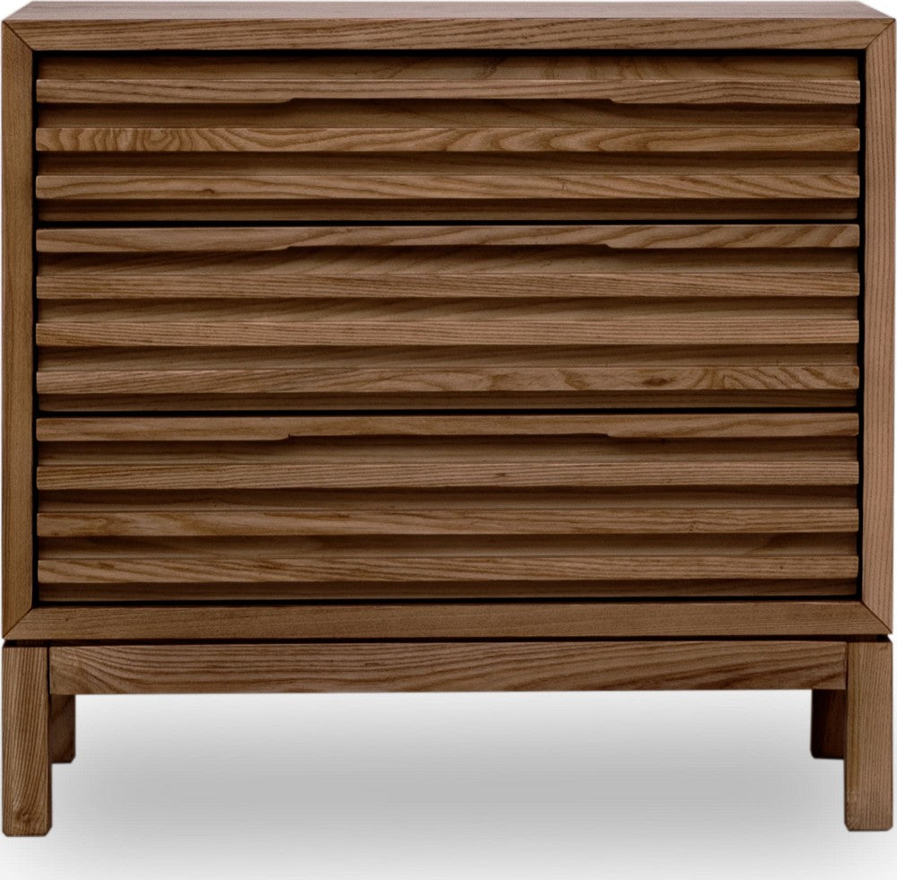 Modus Furniture - Tanner Three Drawer Ash Wood Nightstand in Roux - QPUA81B view 2