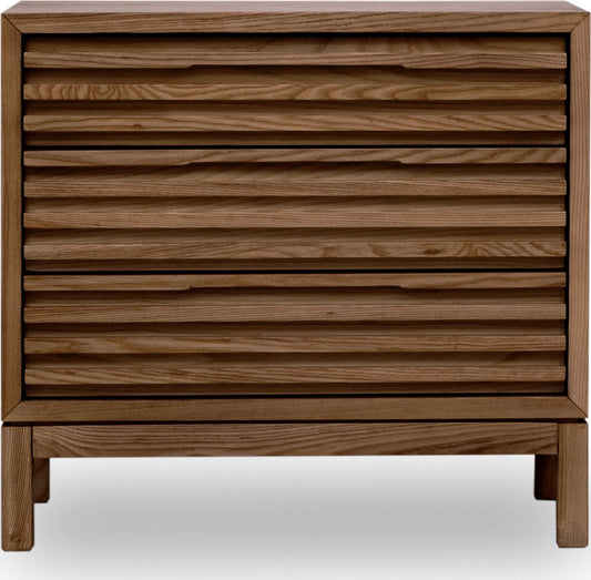 Modus Furniture - Tanner Three Drawer Ash Wood Nightstand in Roux - QPUA81B view 2