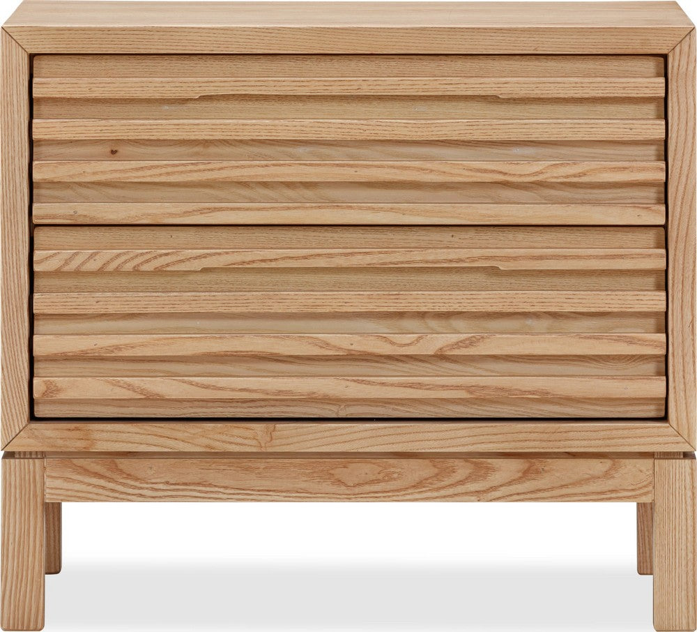 Modus Furniture - Tanner Two Drawer Ash Wood Nightstand in Flaxen - QPUD81 view 2