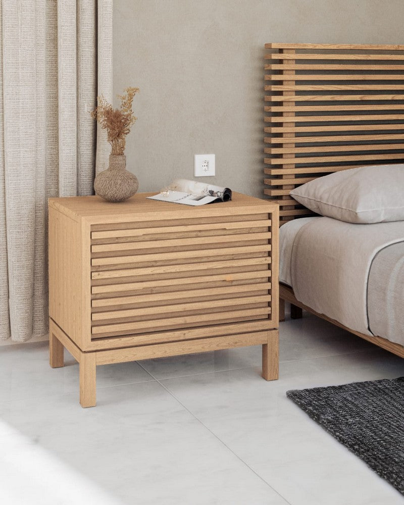 Modus Furniture - Tanner Two Drawer Ash Wood Nightstand in Flaxen - QPUD81 view 4