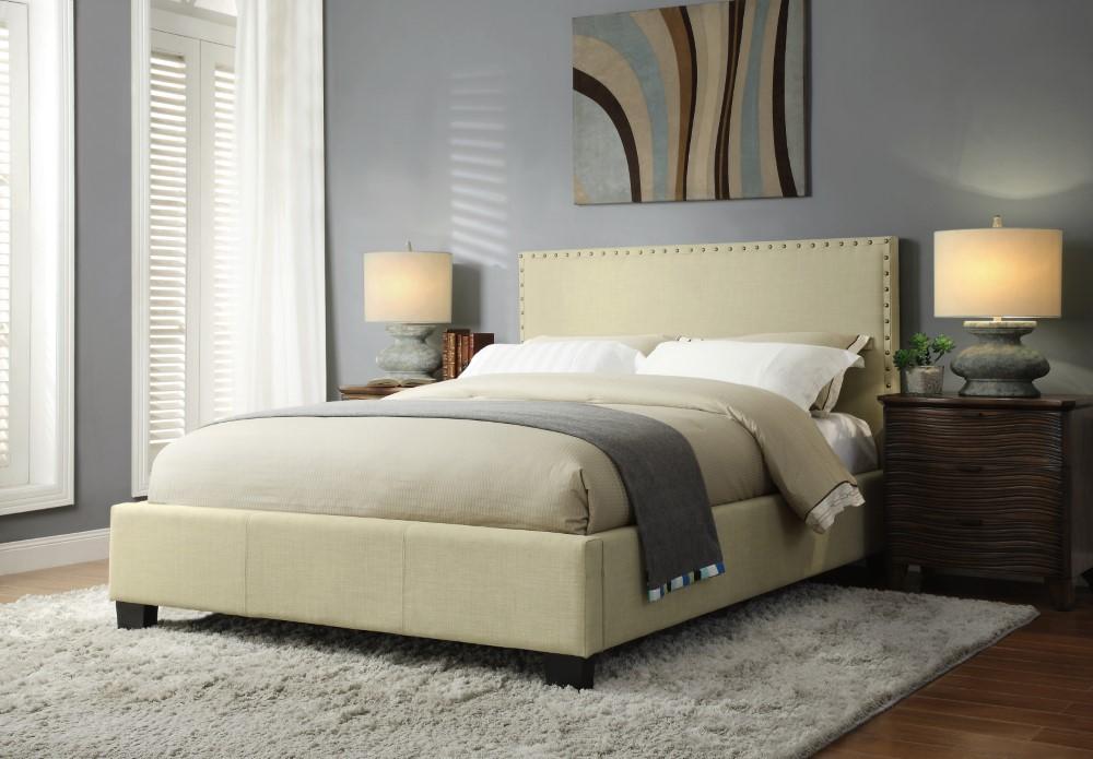 Modus Furniture - Tavel Full-size Nailhead Platform Storage Bed in Tumbleweed - 3ZS1D412_CLOSEOUT veiw 1