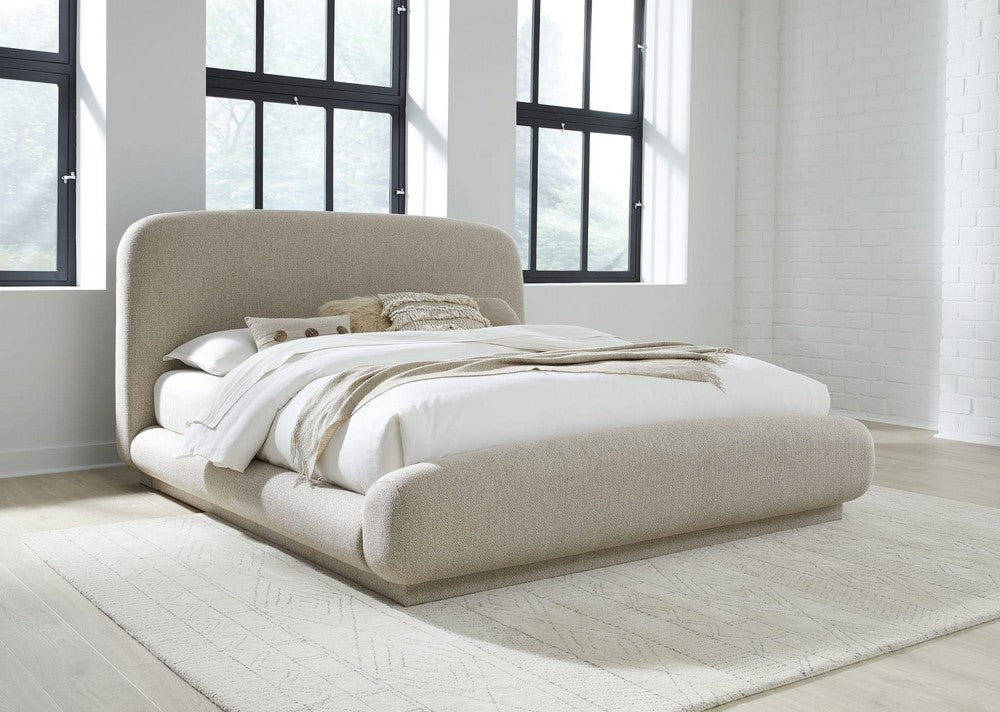 Modus Furniture - Tirimbina King-size Chenille Upholstered Platform Bed in Hyena - UVYLS7 view 6