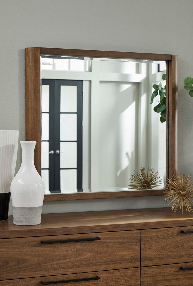 Modus Furniture - Totes Beveled Glass Wall or Dresser Mirror in English Walnut - RXVK83 view 2